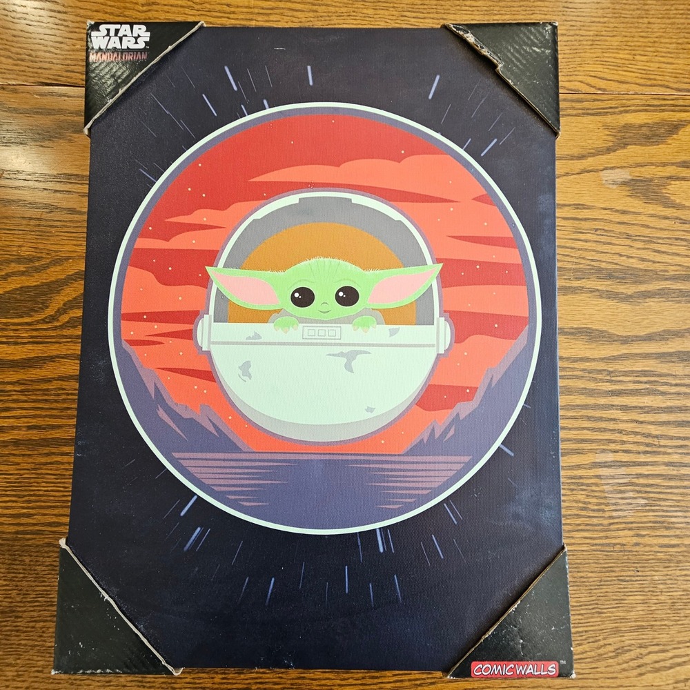 Star Wars Mandalorian Baby Grogu Yoda Framed Canvas Comic Walls New